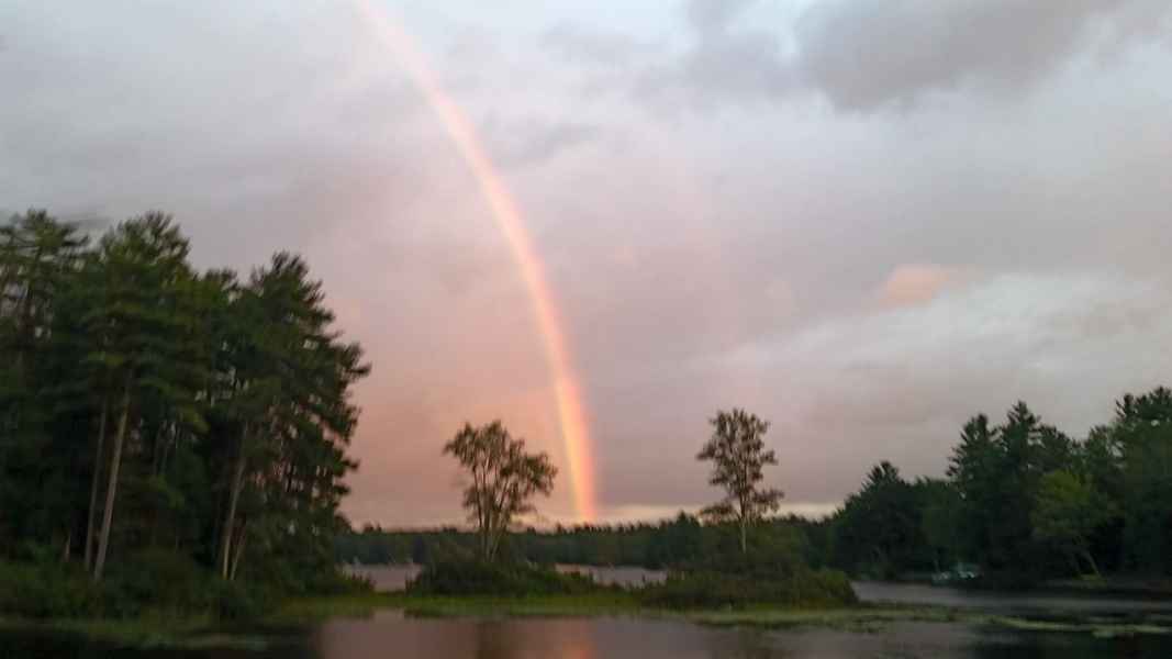Rainbow at Lake in Barrington, New Hampshire