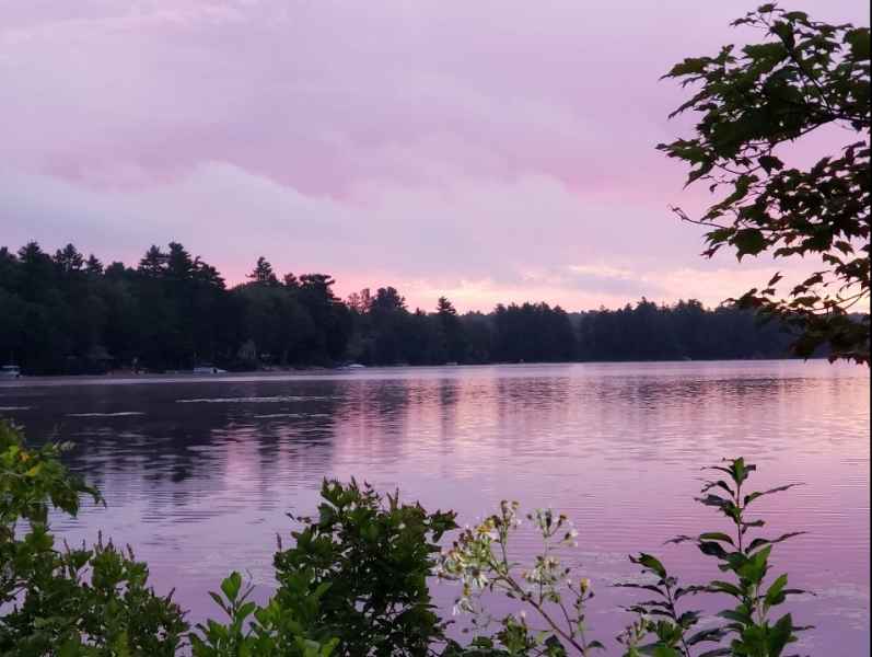 Beautiful Purple Sky Above Lake in Barrington, New Hampshire