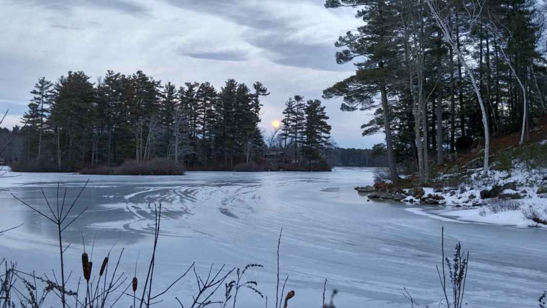 Ice on The Lake in Barrington, New Hampshire
