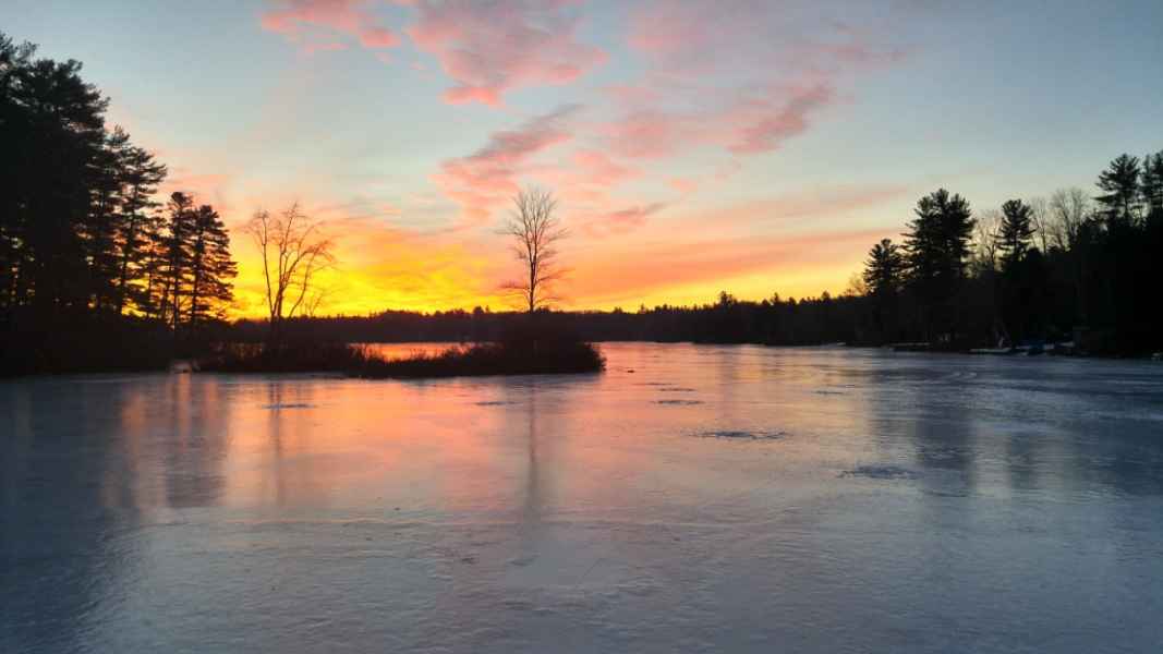 Beautiful Sunset at Lake in Barrington, New Hampshire