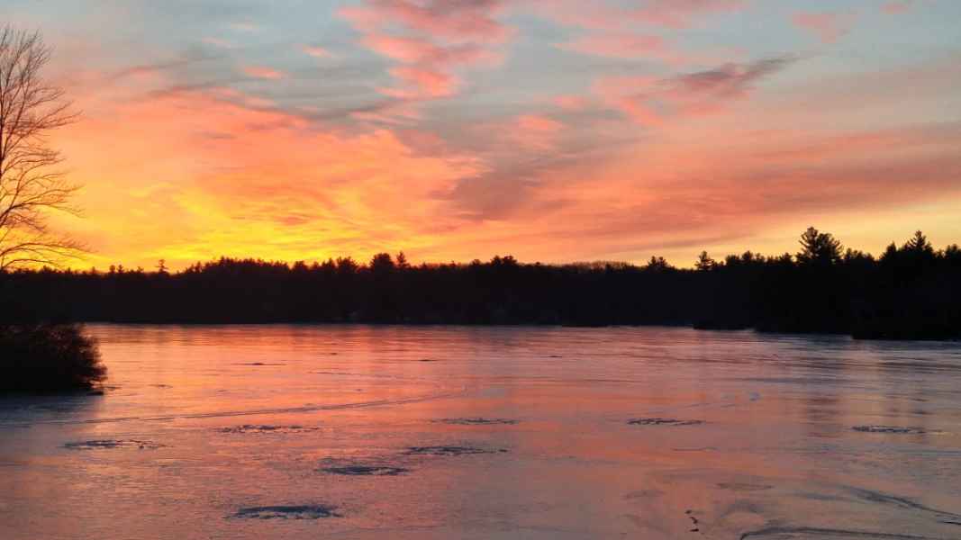 Beautiful Sunset at Lake in Barrington, New Hampshire