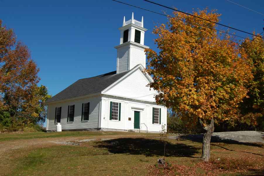 Church in New Durham Ridge in New Hampshire with Fall Foliage