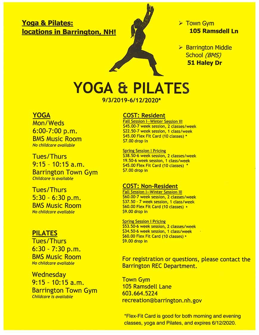 Yoga and Pilates Start Again on 1/2/2020